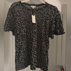 Black & Gray Leopard Print Anthropologie Top